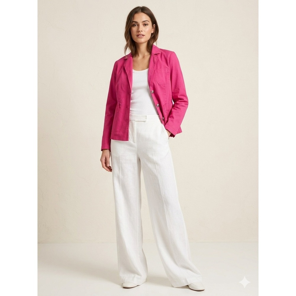 Monroe & Main Hot‎ Pink Cotton Stretch Blazer Jacket Size 8 Fuchsia Button Front